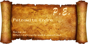 Petrowits Endre névjegykártya